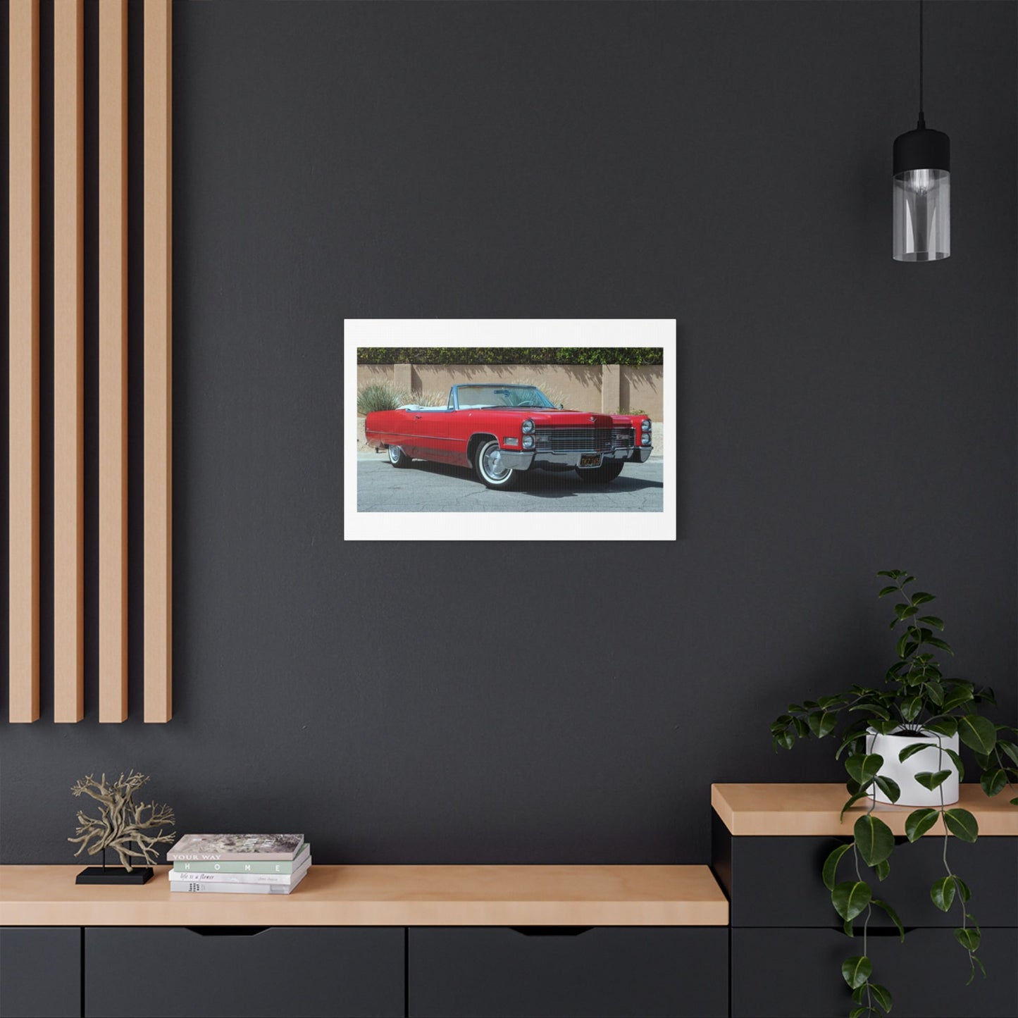 Classic 1966 Cadillac Convertible Satin Canvas Stretched | Vintage Cadillac Wall Art