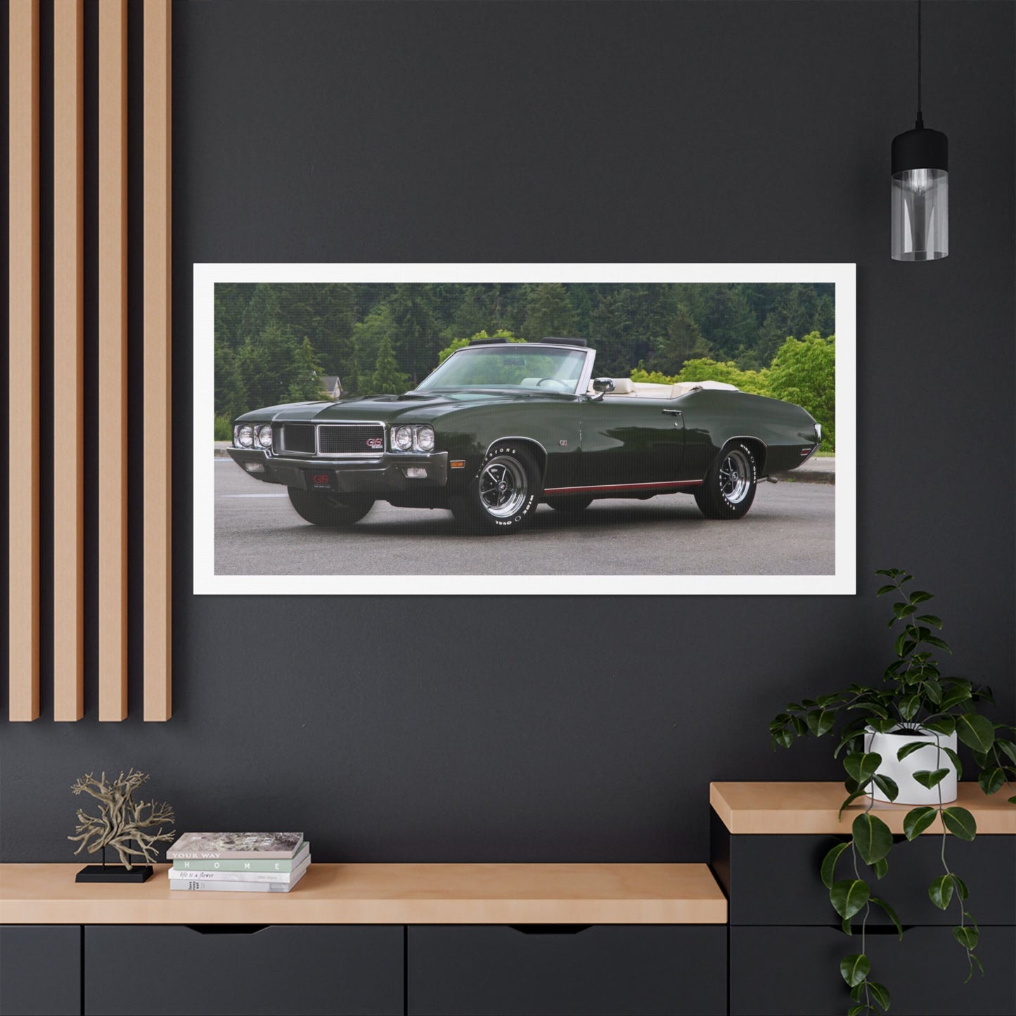 Vintage 1970 Buick Skylark GS455 Stage 1 Convertible Satin Canvas Stretched | Classic Muscle Car Wall Art