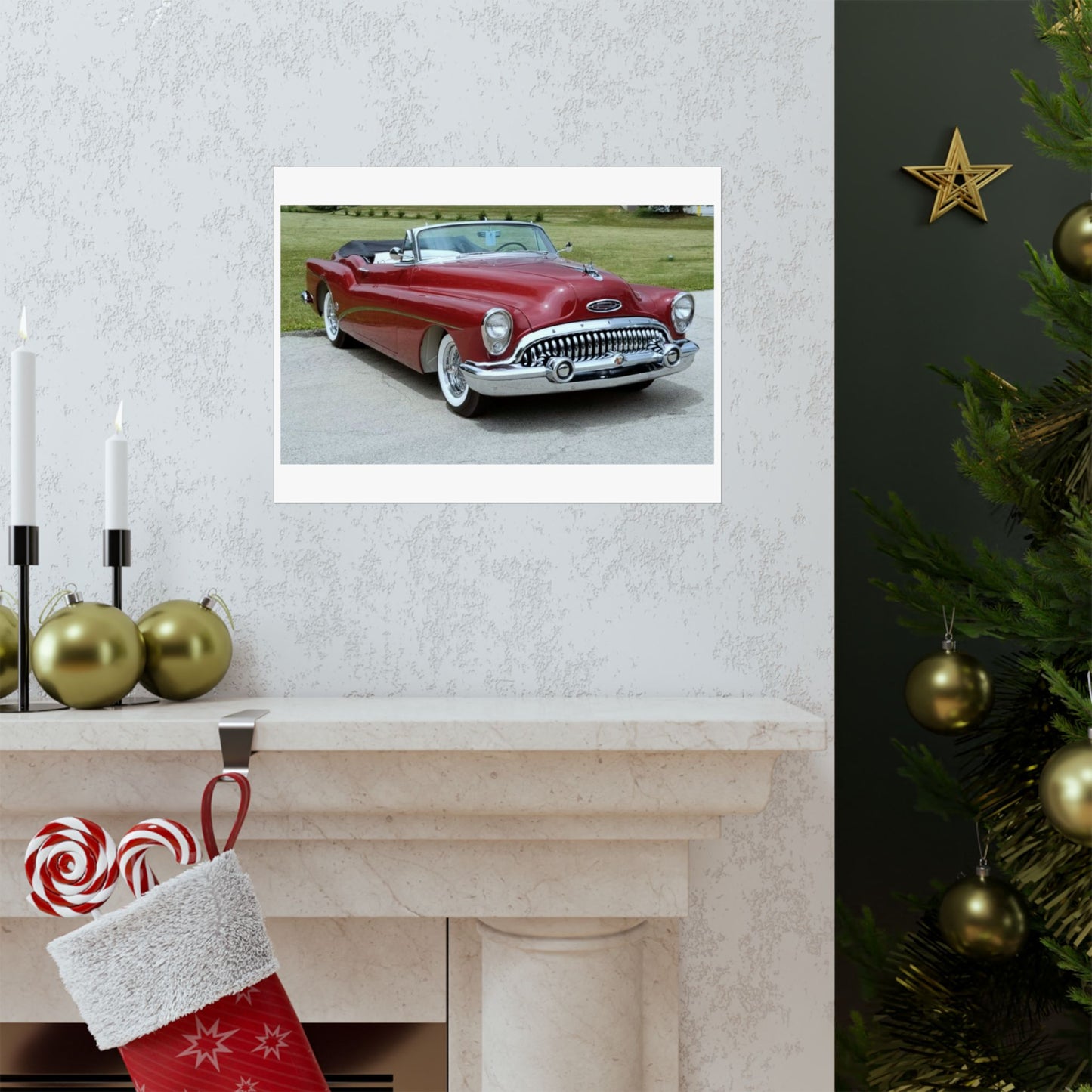 Vintage 1953 Buick Roadmaster Convertible Poster Matte Horizontal | Classic Car Wall Art