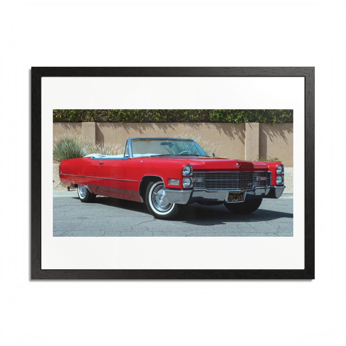 Classic 1966 Cadillac Convertible Poster framed print | Vintage Car Wall Art