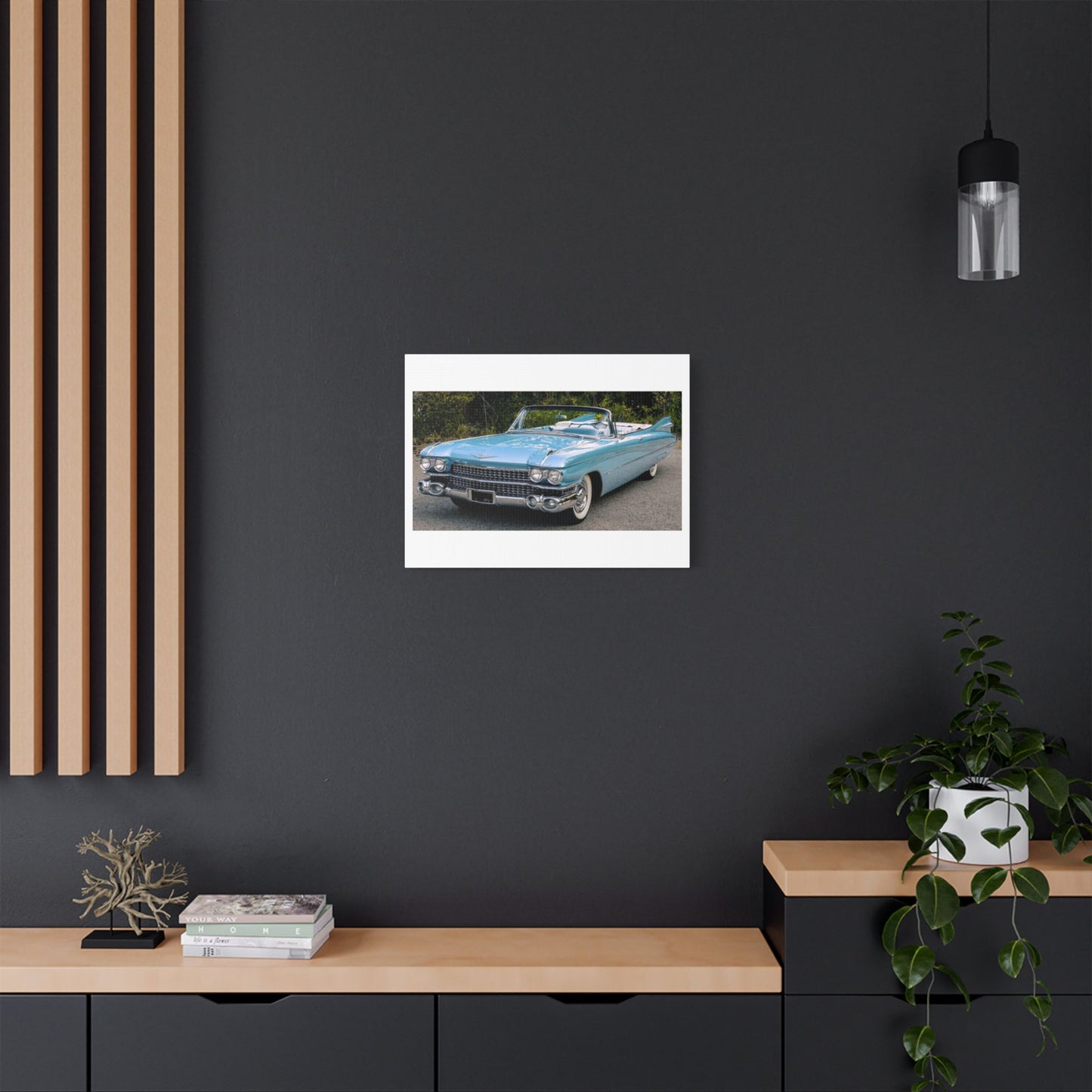 Vintage 1959 Cadillac Convertible Satin Canvas Stretched | Classic Car Wall Art