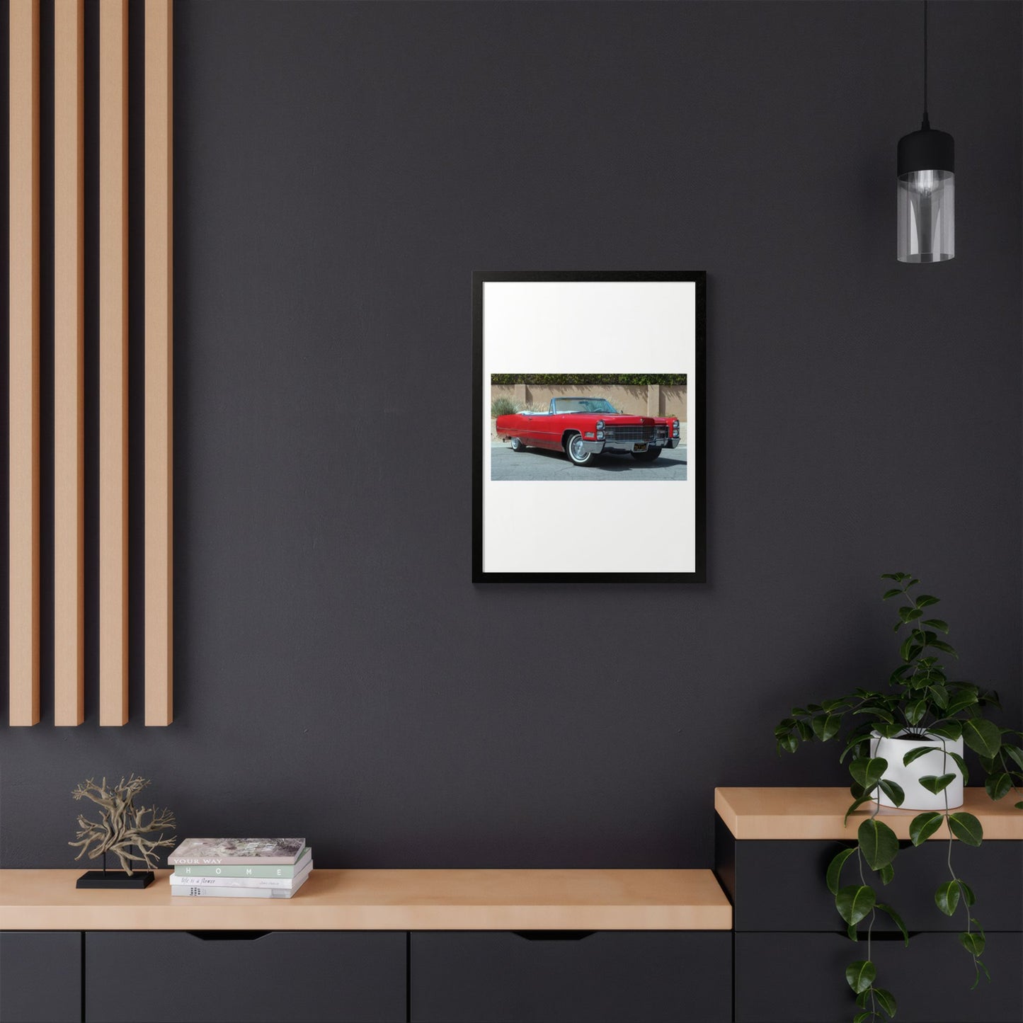 Classic 1966 Cadillac Convertible Poster framed print | Vintage Car Wall Art
