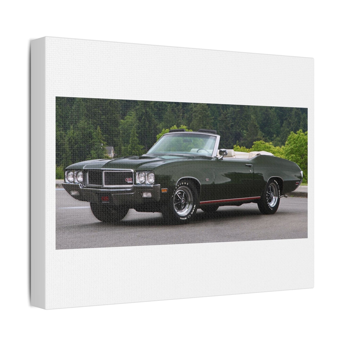 Vintage 1970 Buick Skylark GS455 Stage 1 Convertible Satin Canvas Stretched | Classic Muscle Car Wall Art