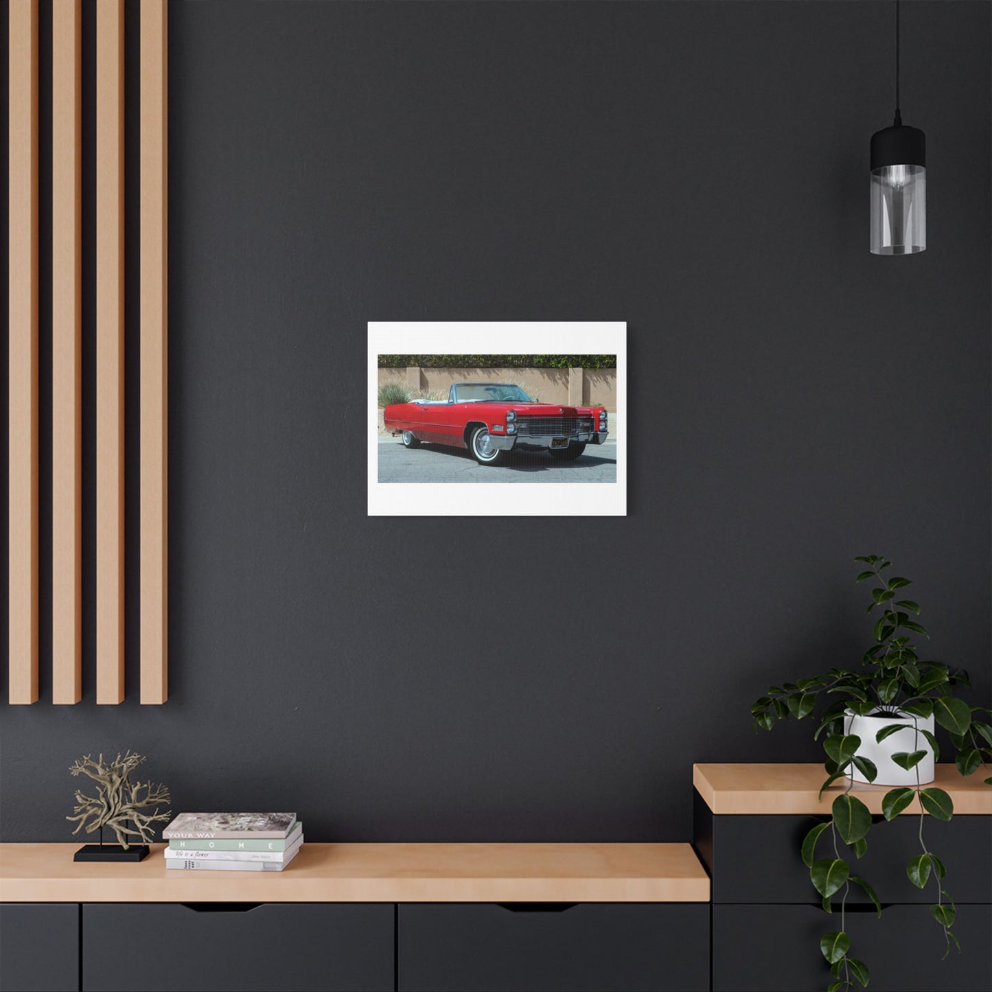 Classic 1966 Cadillac Convertible Satin Canvas Stretched | Vintage Cadillac Wall Art