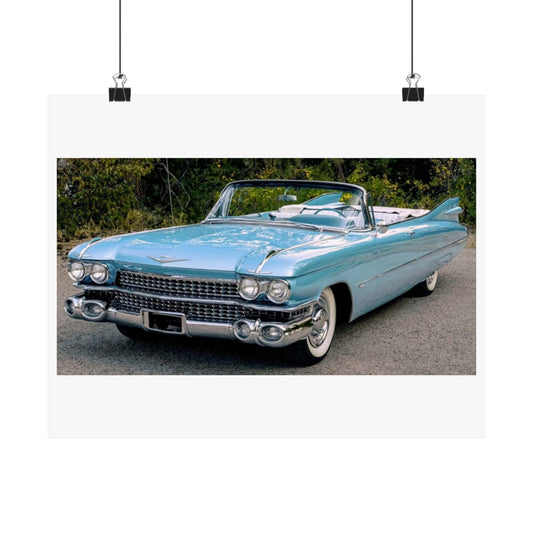 Vintage 1959 Cadillac Convertible Matte Horizontal Poster | Classic Car Photography