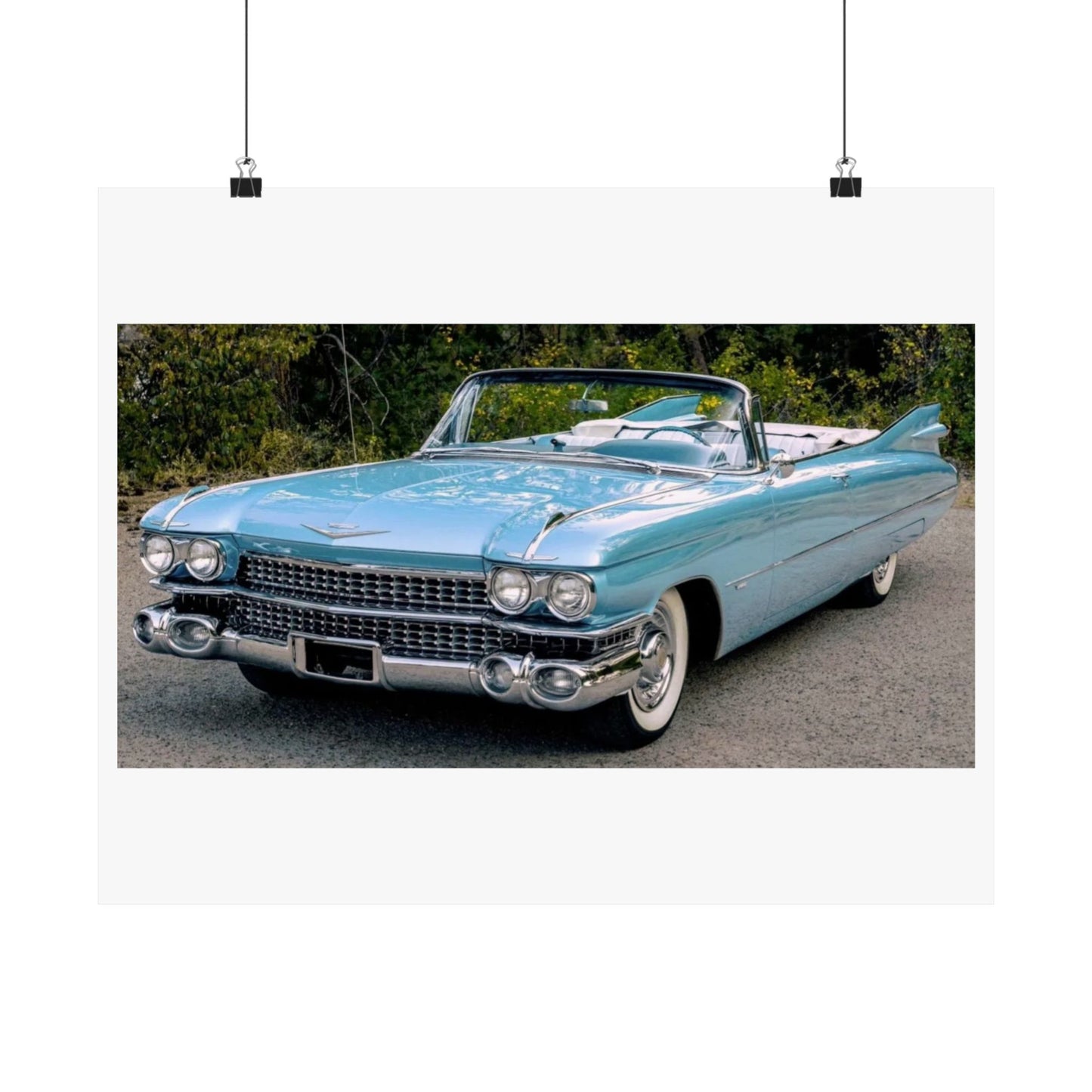 Vintage 1959 Cadillac Convertible Satin Poster | Classic Car Wall Art