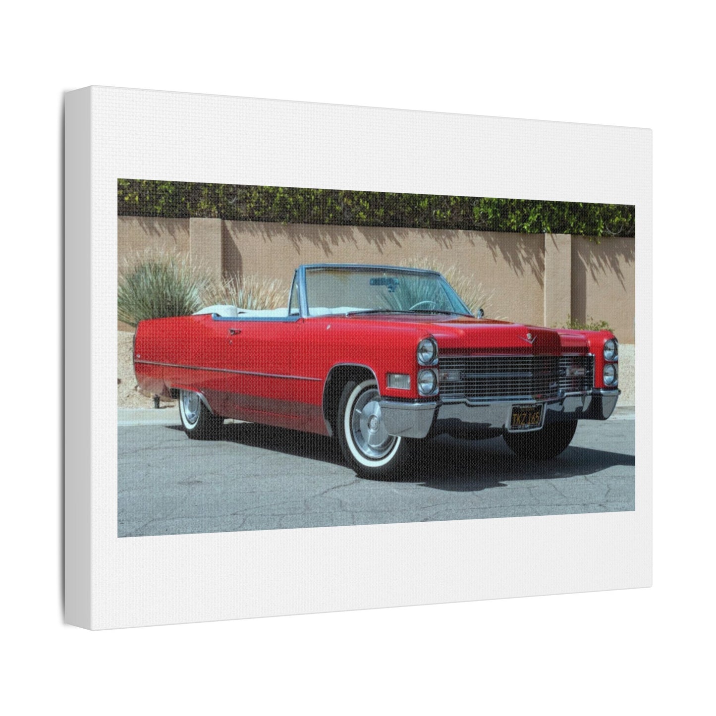 Classic 1966 Cadillac Convertible Satin Canvas Stretched | Vintage Cadillac Wall Art