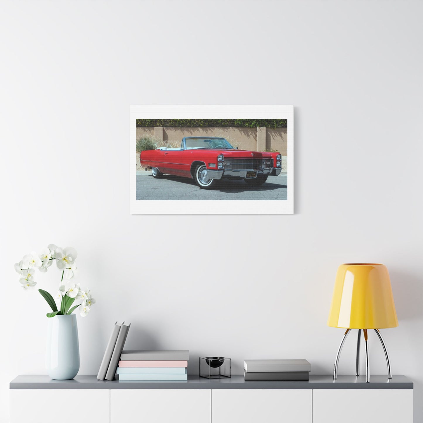 Classic 1966 Cadillac Convertible Satin Canvas Stretched | Vintage Cadillac Wall Art