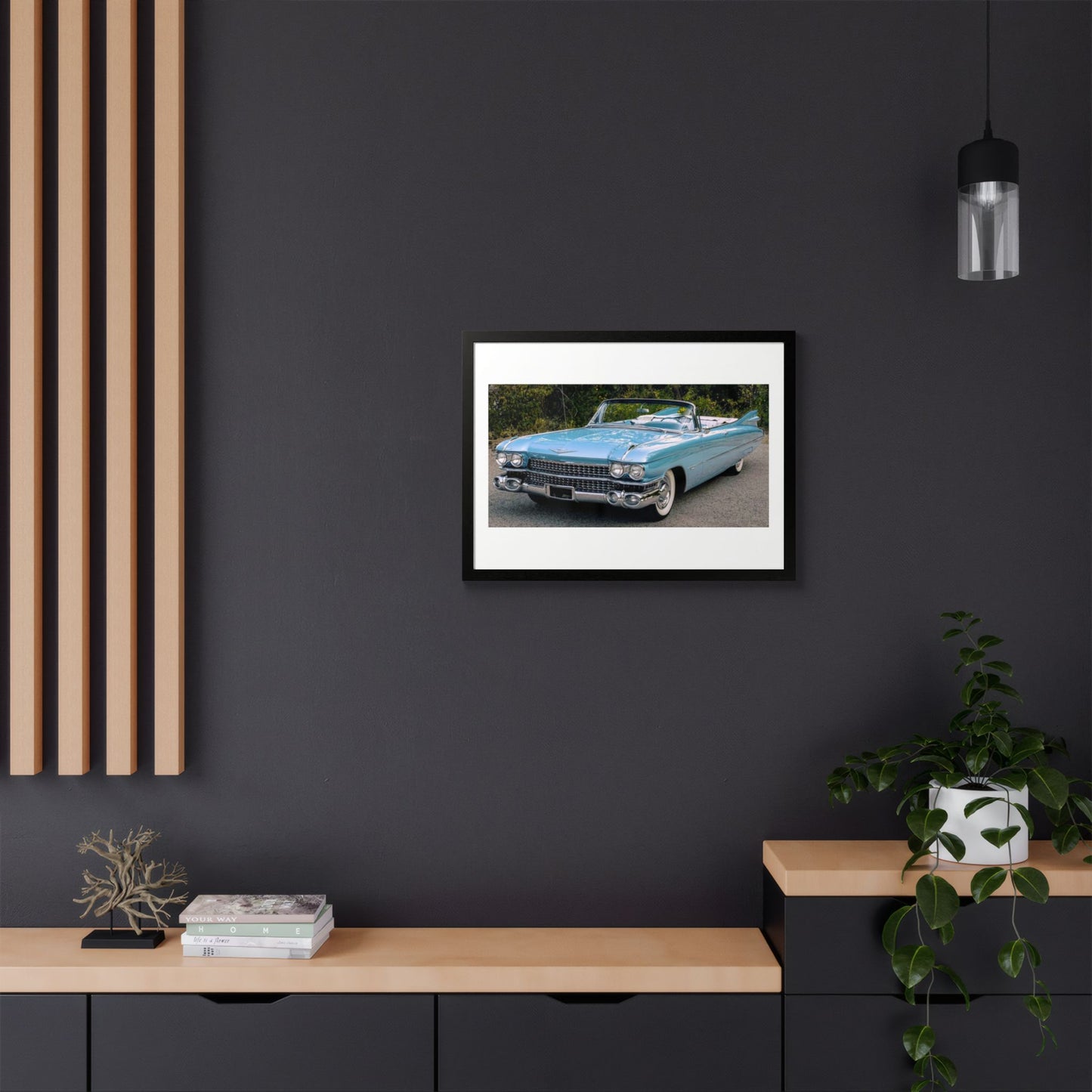 Vintage 1959 Cadillac Convertible Classic Car Framed Poster