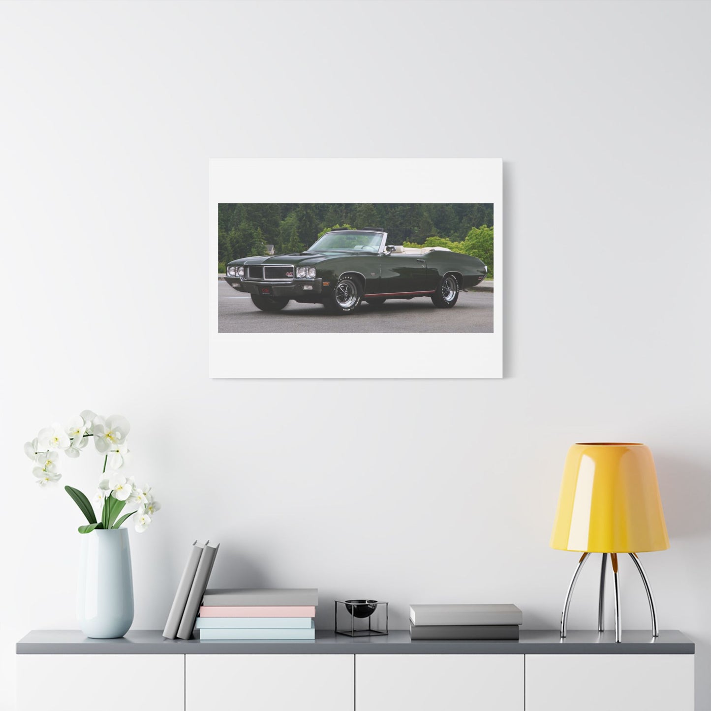 Vintage 1970 Buick Skylark GS455 Stage 1 Convertible Satin Canvas Stretched | Classic Muscle Car Wall Art
