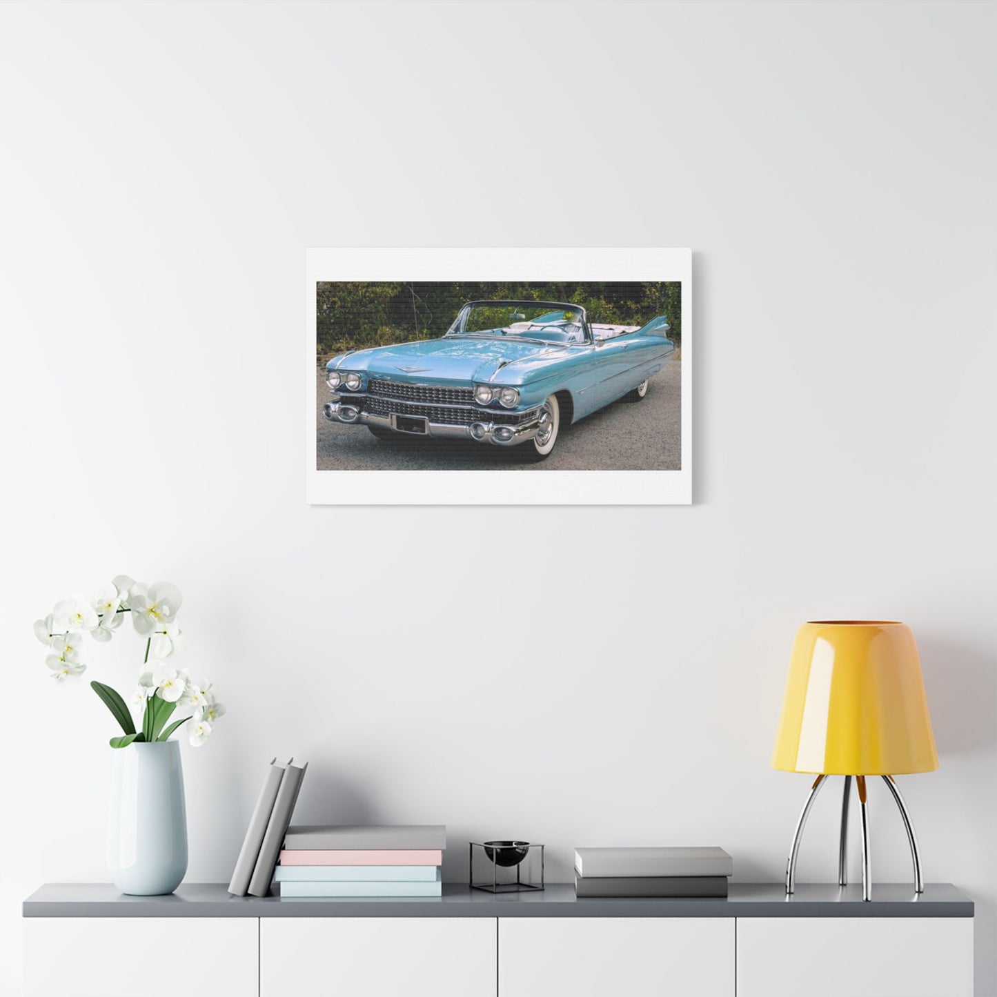 Vintage 1959 Cadillac Convertible Satin Canvas Stretched | Classic Car Wall Art