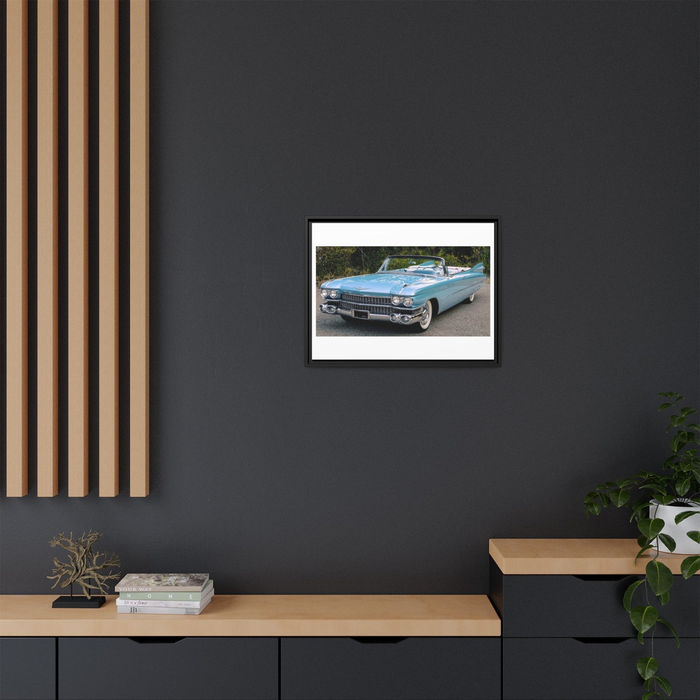 Vintage 1959 Cadillac Convertible Canvas, Framed