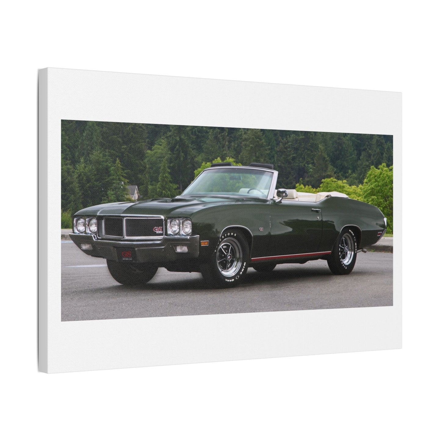 Vintage 1970 Buick Skylark GS455 Stage 1 Convertible Satin Canvas Stretched | Classic Muscle Car Wall Art