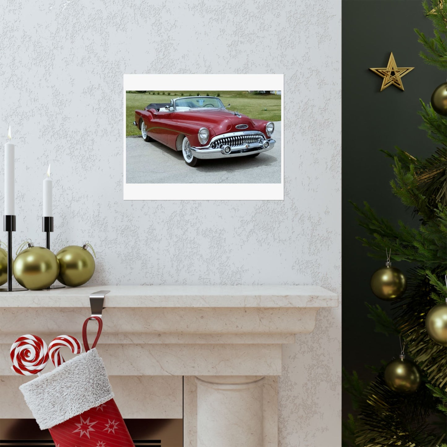 Vintage 1953 Buick Roadmaster Convertible Poster Matte Horizontal | Classic Car Wall Art