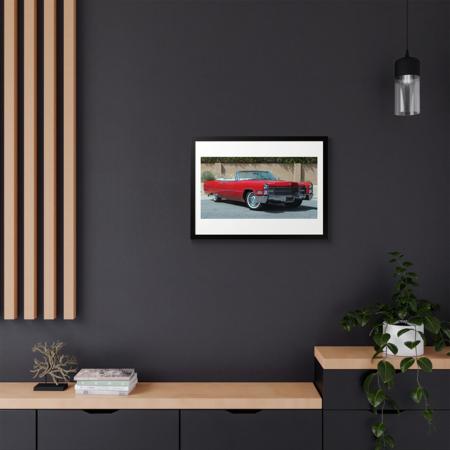 Classic 1966 Cadillac Convertible Poster framed print | Vintage Car Wall Art