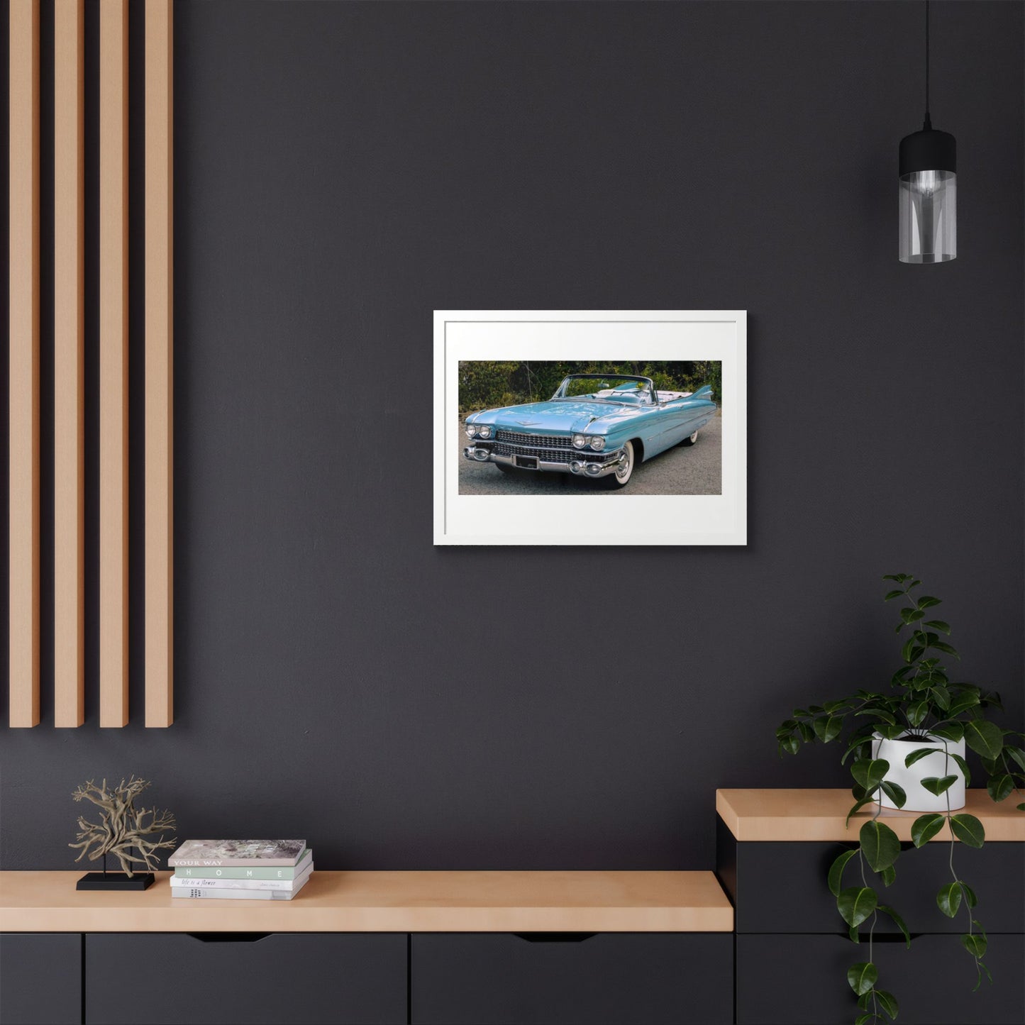 Vintage 1959 Cadillac Convertible Classic Car Framed Poster
