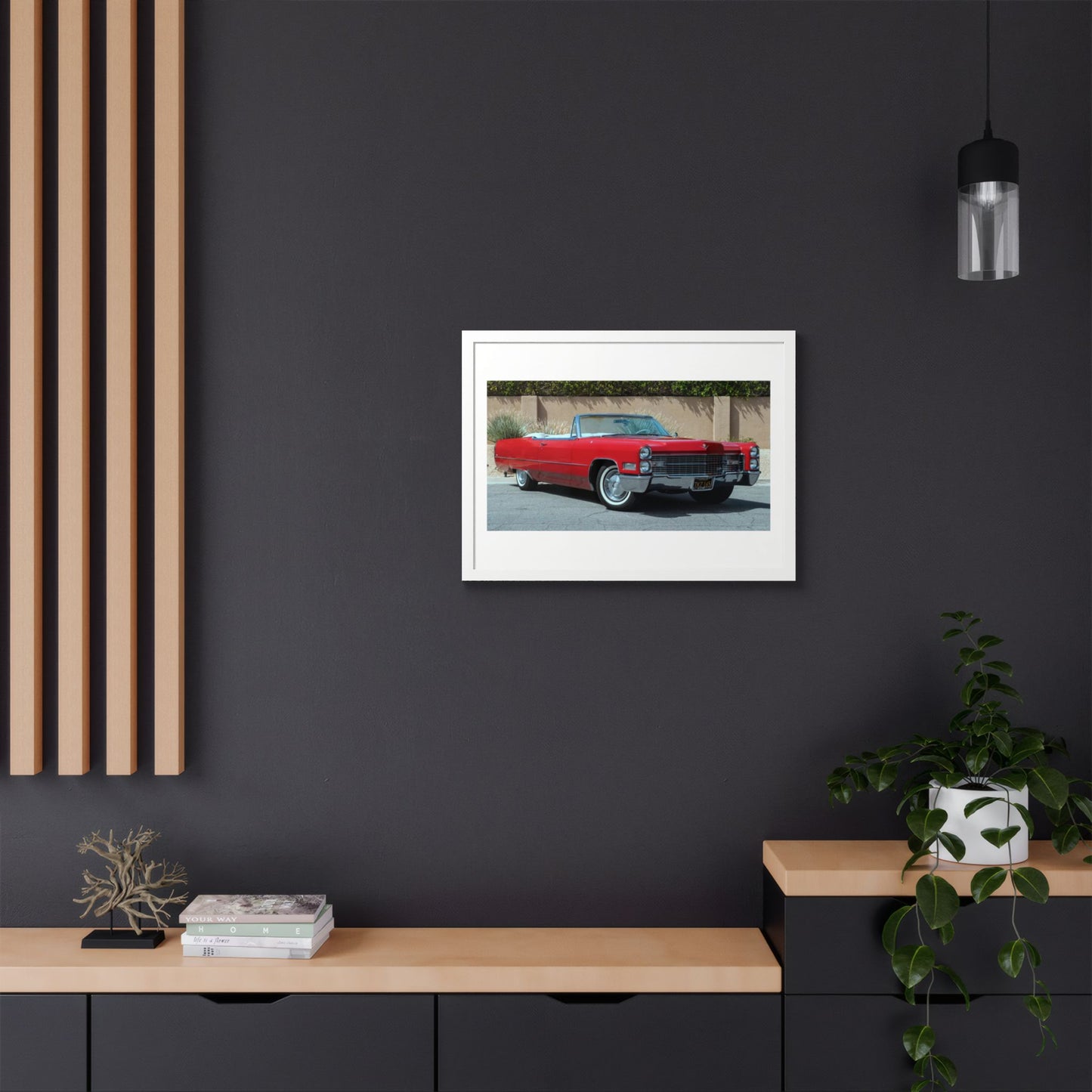 Classic 1966 Cadillac Convertible Poster framed print | Vintage Car Wall Art