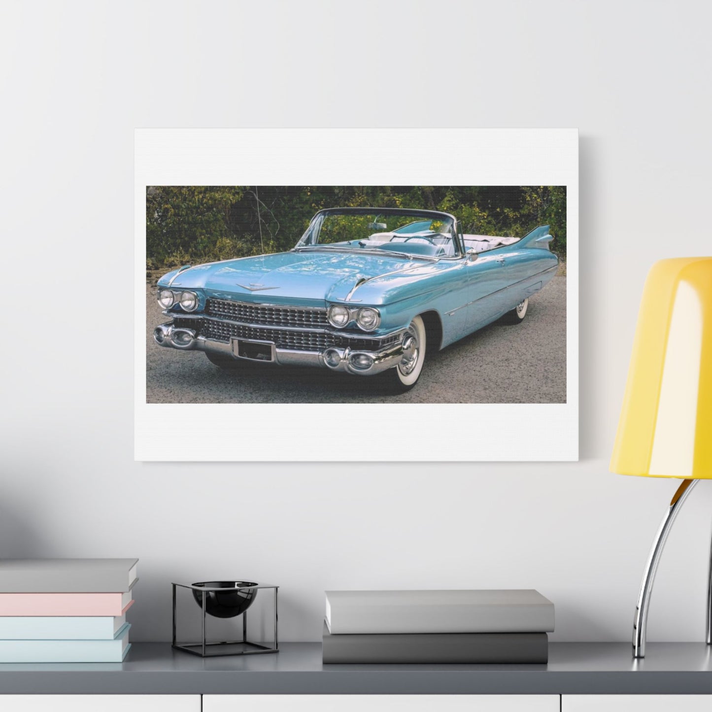 Vintage 1959 Cadillac Convertible Satin Canvas Stretched | Classic Car Wall Art