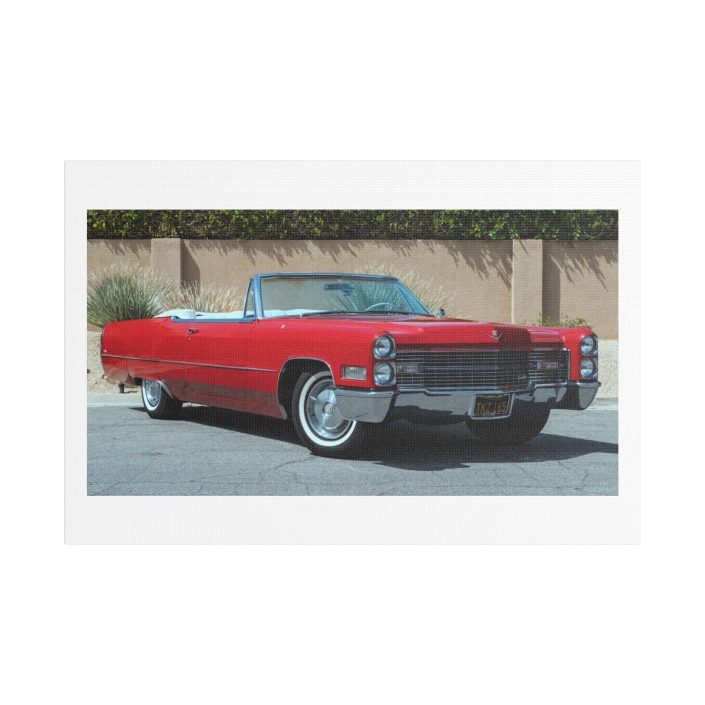Classic 1966 Cadillac Convertible Satin Canvas Stretched | Vintage Cadillac Wall Art