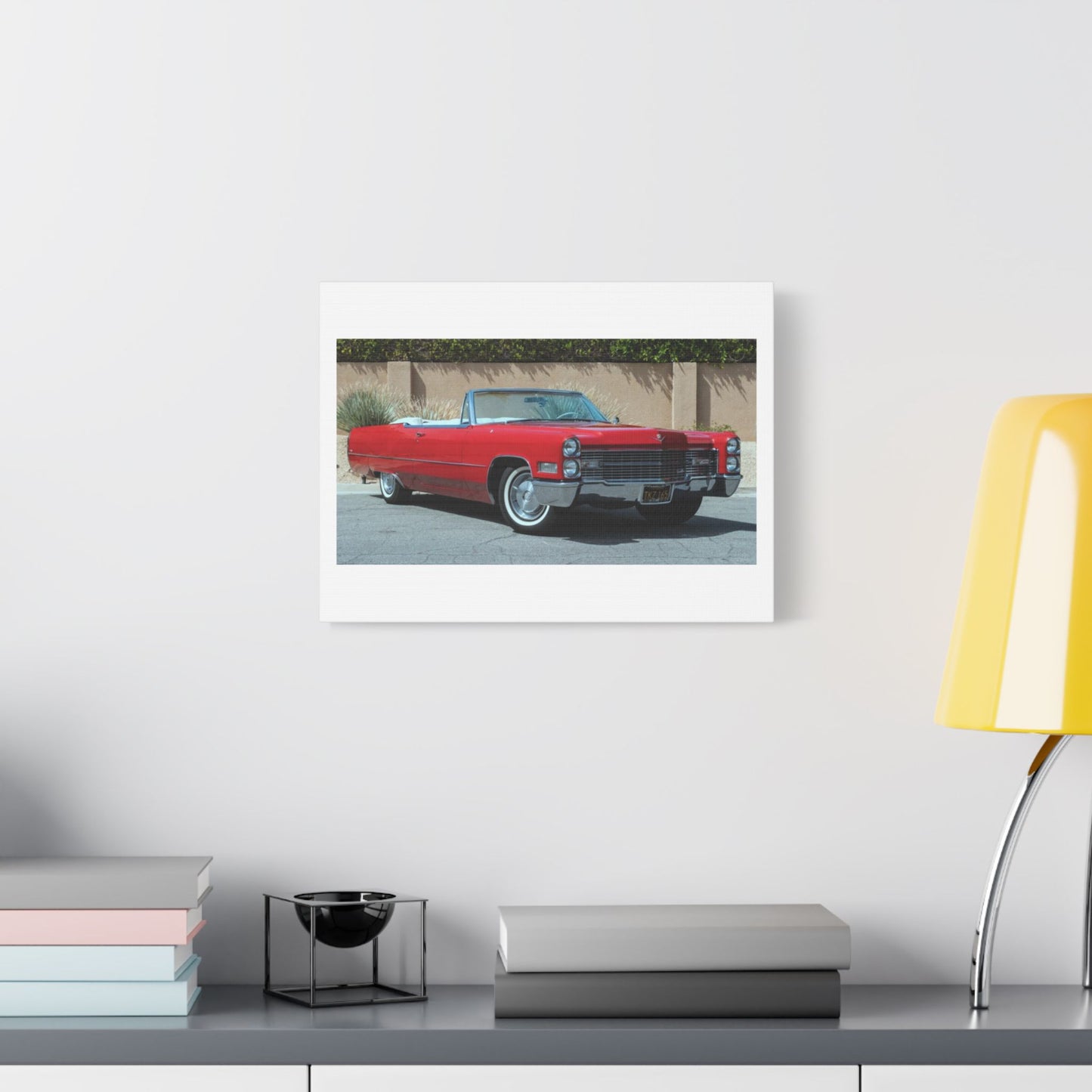 Classic 1966 Cadillac Convertible Satin Canvas Stretched | Vintage Cadillac Wall Art