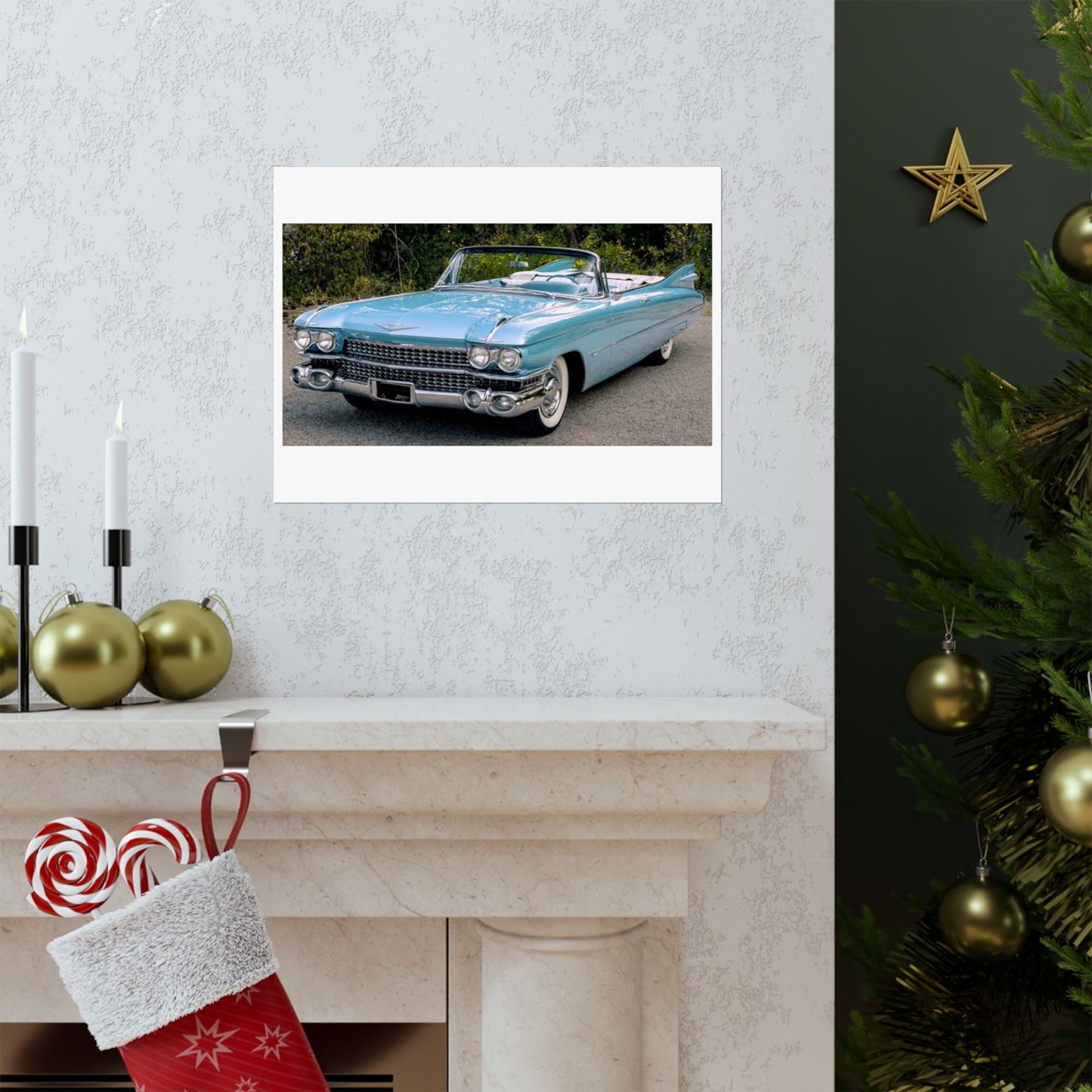 Vintage 1959 Cadillac Convertible Matte Horizontal Poster | Classic Car Photography