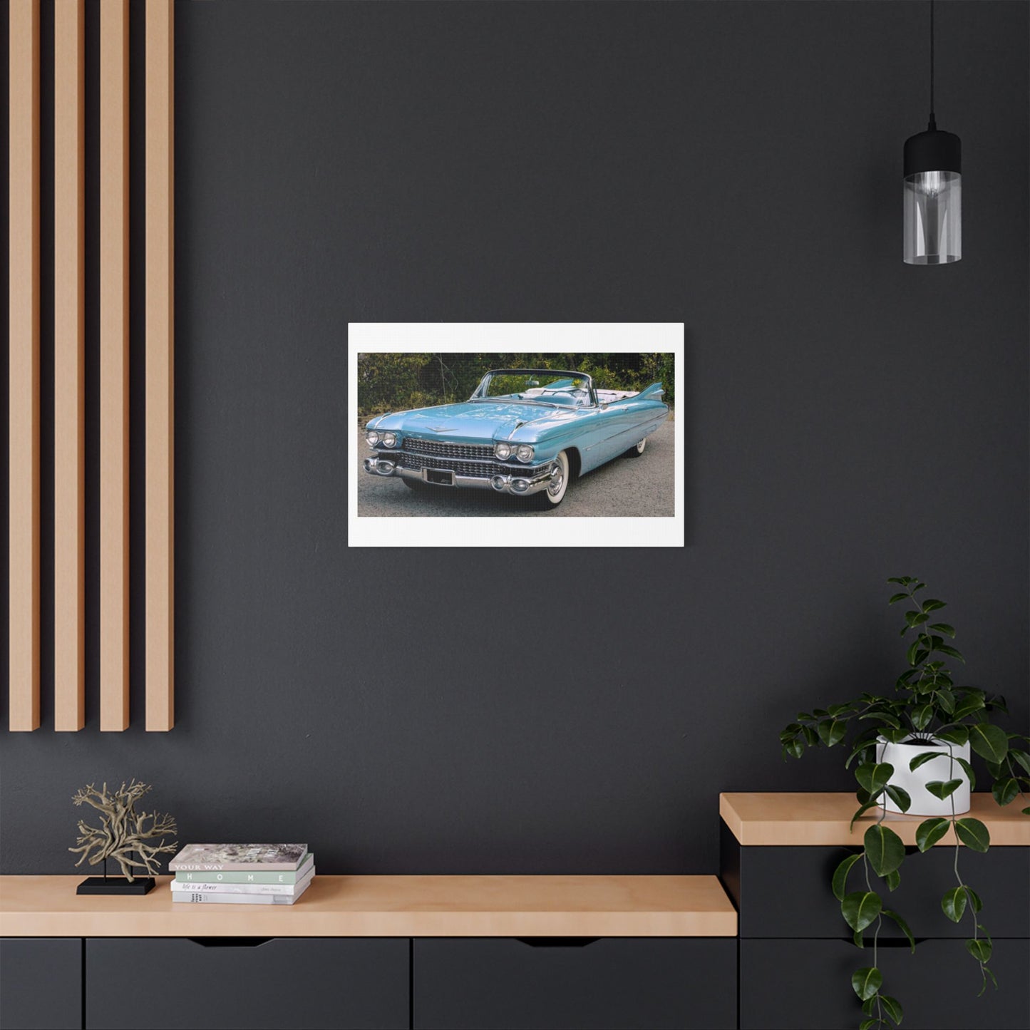 Vintage 1959 Cadillac Convertible Satin Canvas Stretched | Classic Car Wall Art