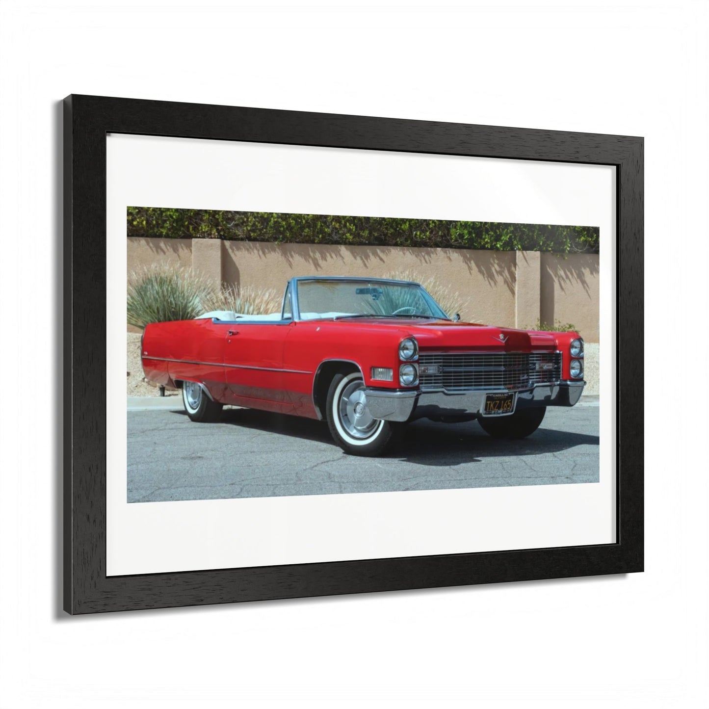 Classic 1966 Cadillac Convertible Poster framed print | Vintage Car Wall Art