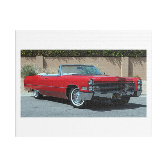 Classic 1966 Cadillac Convertible Satin Canvas Stretched | Vintage Cadillac Wall Art