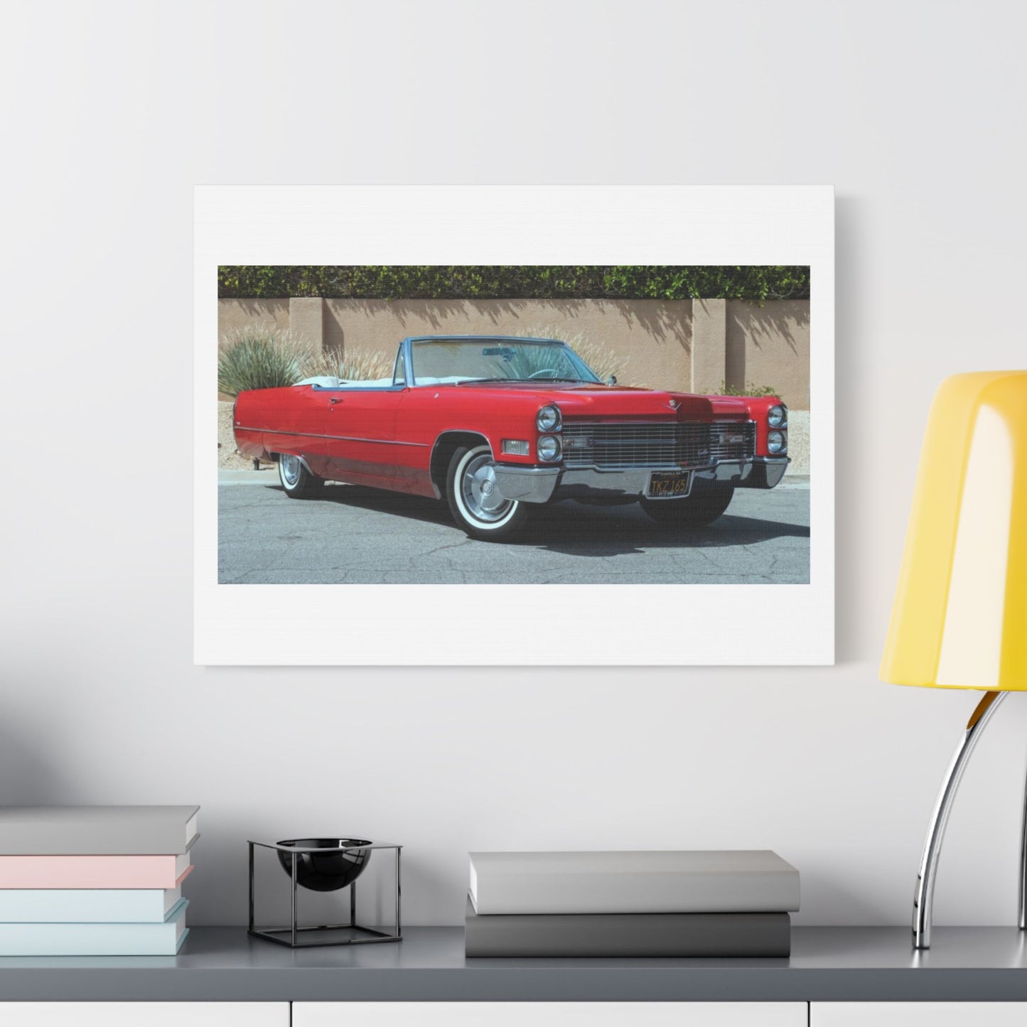 Classic 1966 Cadillac Convertible Satin Canvas Stretched | Vintage Cadillac Wall Art