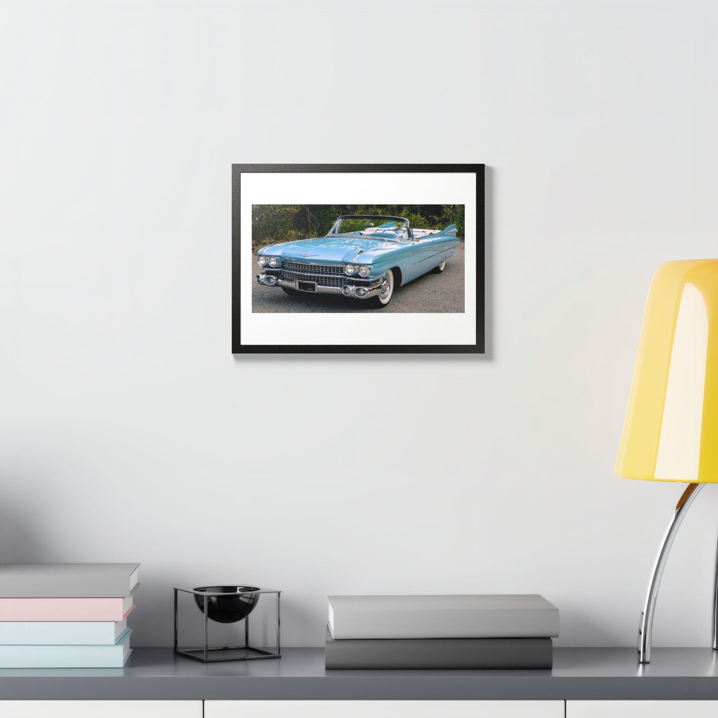 Vintage 1959 Cadillac Convertible Classic Car Framed Poster