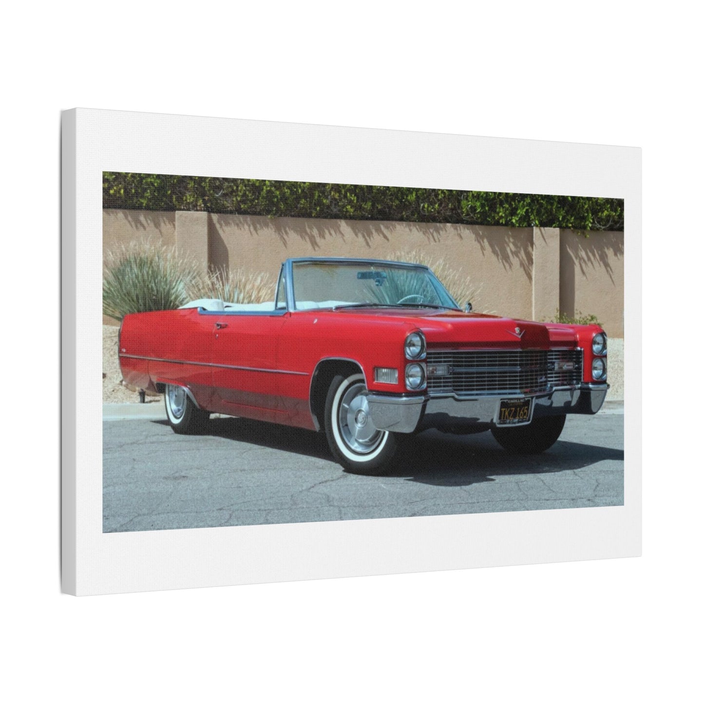 Classic 1966 Cadillac Convertible Satin Canvas Stretched | Vintage Cadillac Wall Art