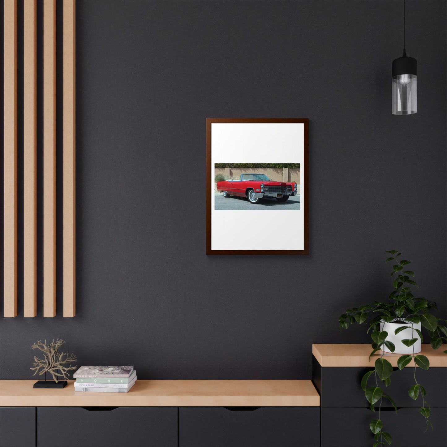 Classic 1966 Cadillac Convertible Poster framed print | Vintage Car Wall Art