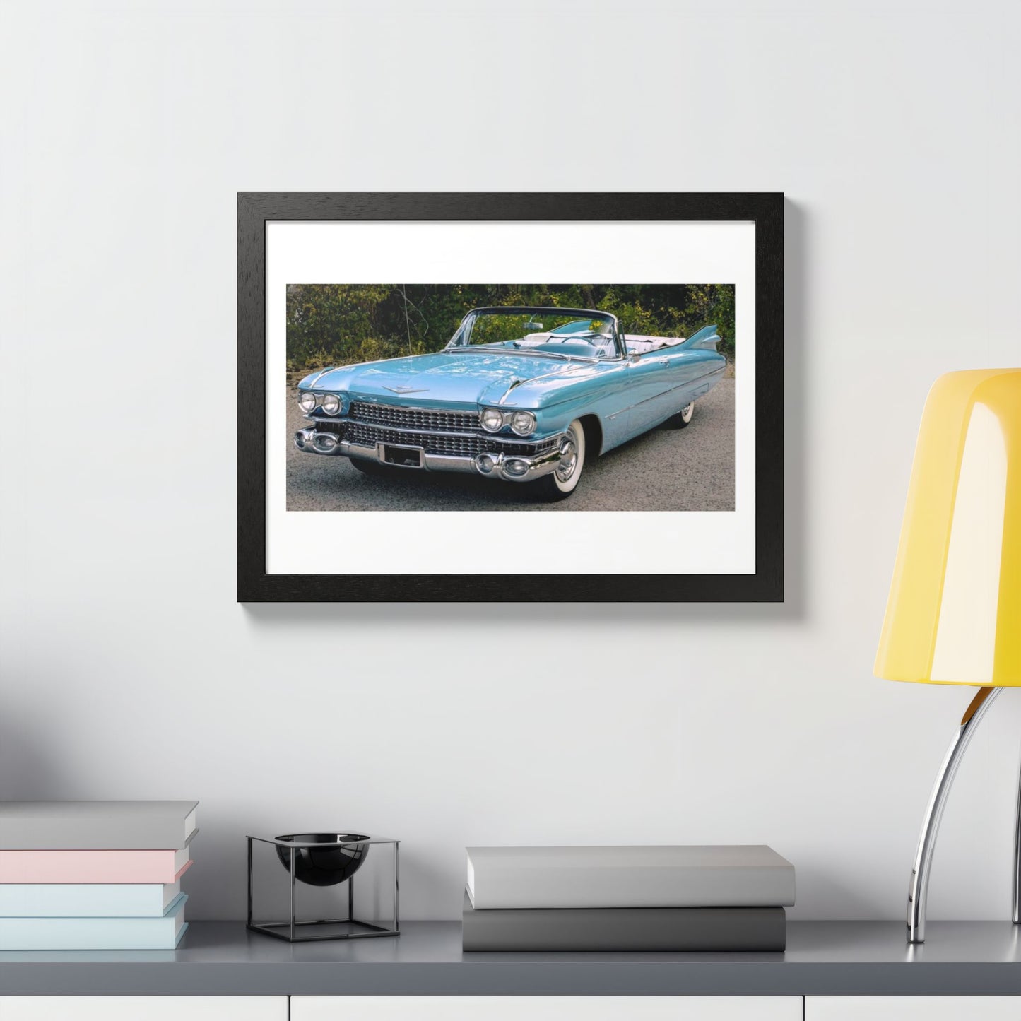 Vintage 1959 Cadillac Convertible Classic Car Framed Poster