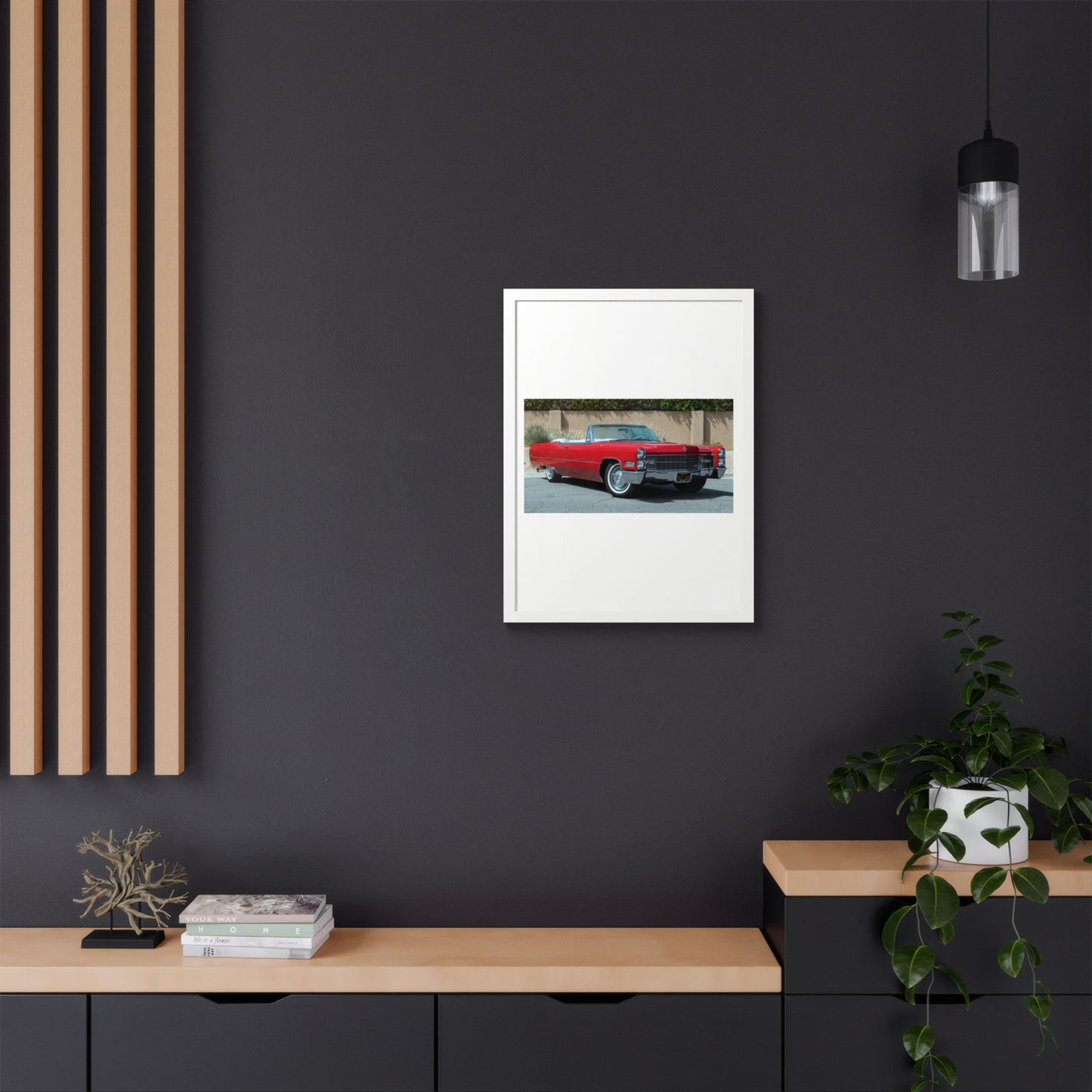 Classic 1966 Cadillac Convertible Poster framed print | Vintage Car Wall Art